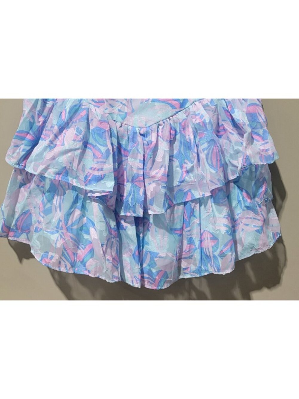 Wild Fable Blue Tropical Floral Tiered Fit & Flare Mini Dress -- Medium 8/10 - Picture 5 of 11